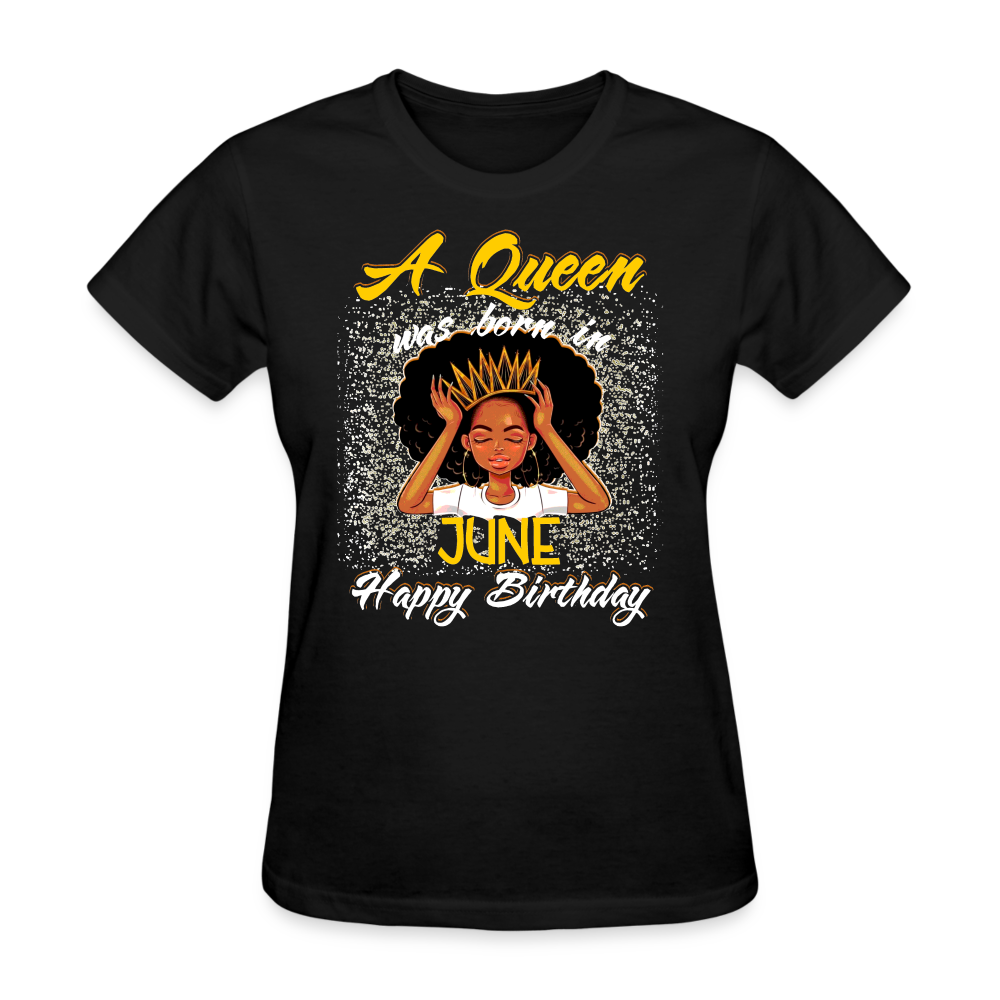 A Queen Was Born In June Shirts Women, Birthday T Shirts, Summer Tops, Beach T Shirts - black