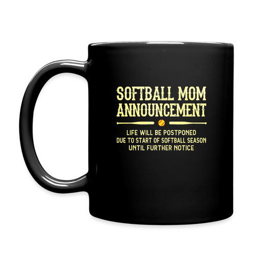 Softball Mom Announcement - Mother's Day Gift, Family Mug Women, Woman Birthday Mug, Black Mug, Custom Mug - black