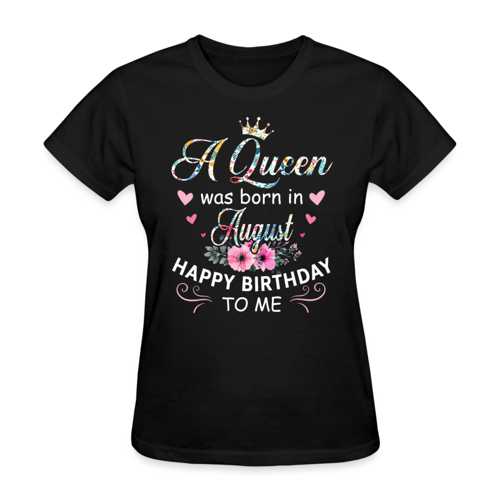 A Queen Was Born In August Shirts Women, Birthday T Shirts, Summer Tops, Beach T Shirts - black