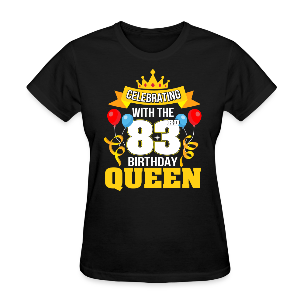 Custom Personalised Birthday Shirt Celebrating With The 83 Birthday Queen Shirts Women, Birthday T Shirts, Summer Tops, Beach T Shirts - black