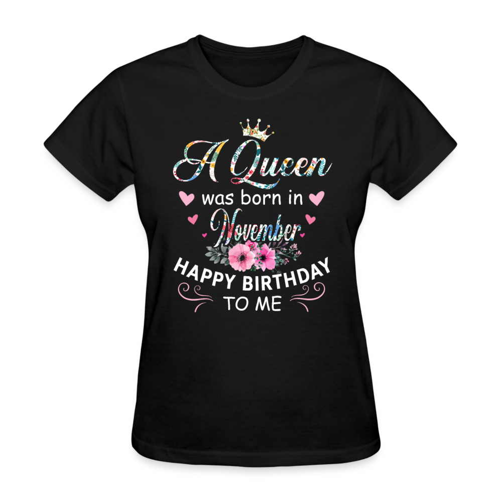 A Queen Was Born In November Shirts Women, Birthday T Shirts, Summer Tops, Beach T Shirts - black