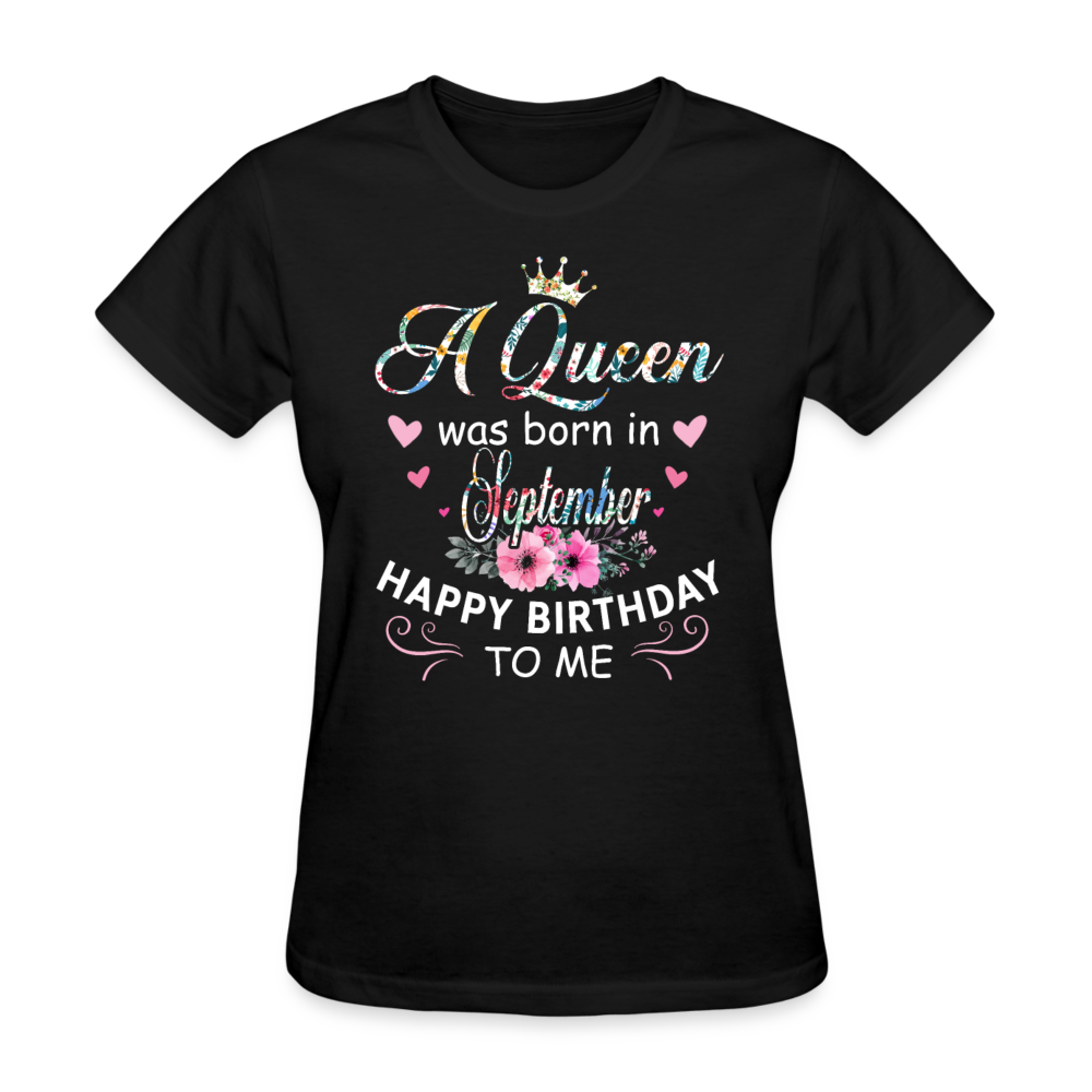 A Queen Was Born In September Shirts Women, Birthday T Shirts, Summer Tops, Beach T Shirts - black