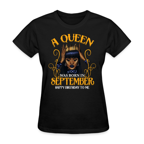 A Queen Was Born In September Shirts Women, Birthday T Shirts, Summer Tops, Beach T Shirts - black