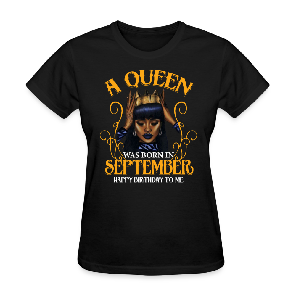 A Queen Was Born In September Shirts Women, Birthday T Shirts, Summer Tops, Beach T Shirts - black