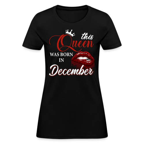This Queen Was Born In December Shirts Women, Birthday T Shirts, Summer Tops, Beach T Shirts - black