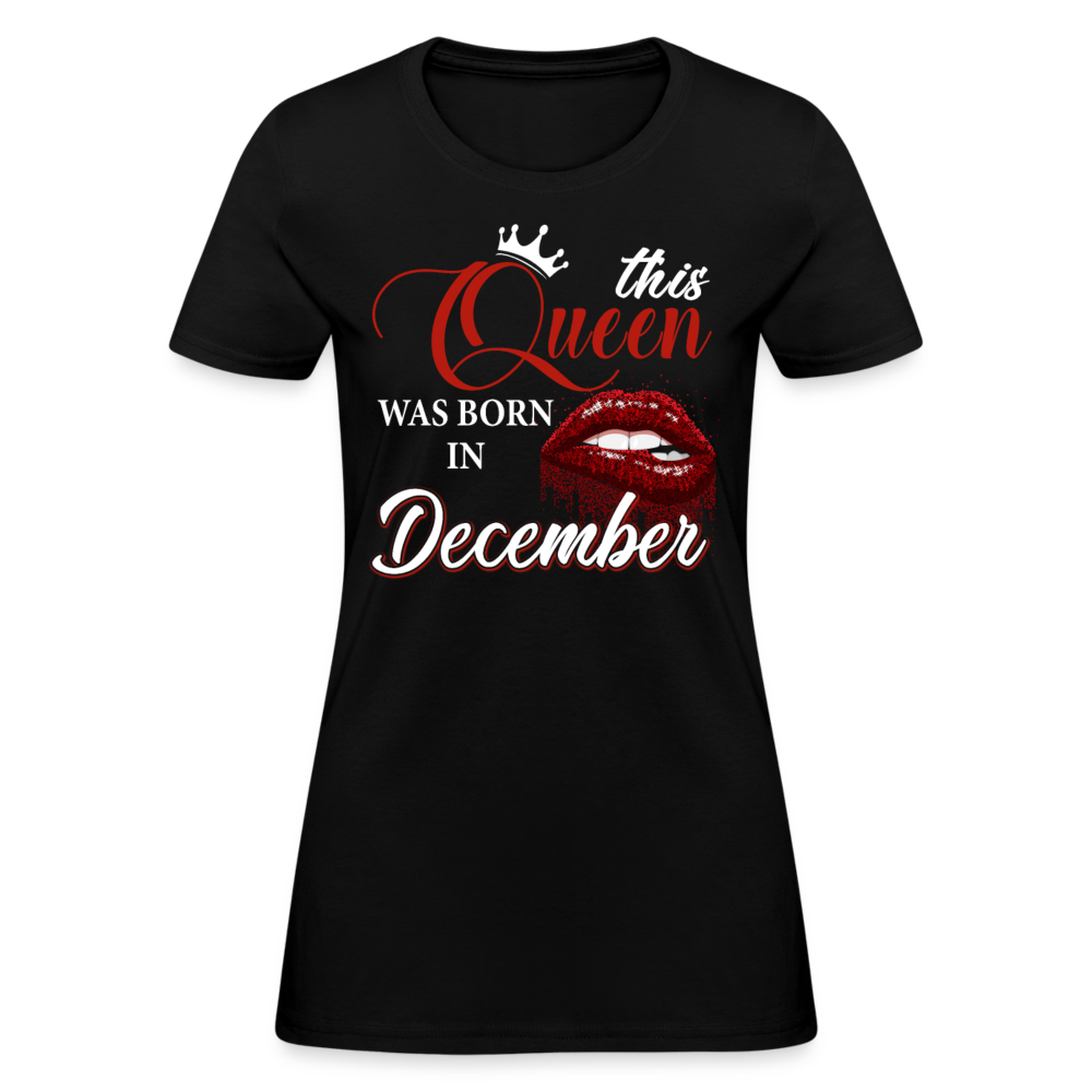 This Queen Was Born In December Shirts Women, Birthday T Shirts, Summer Tops, Beach T Shirts - black