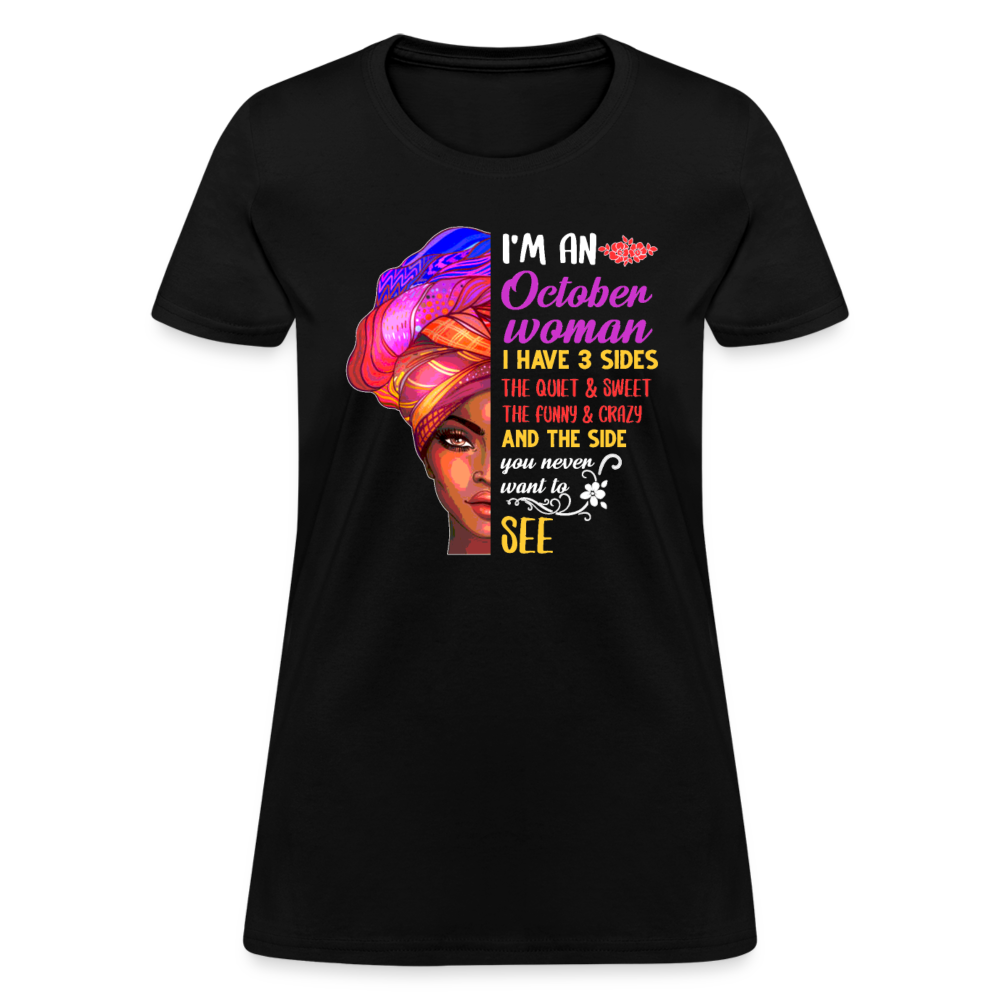 I Am An October Woman Shirts Women, Birthday T Shirts, Summer Tops, Beach T Shirts - black