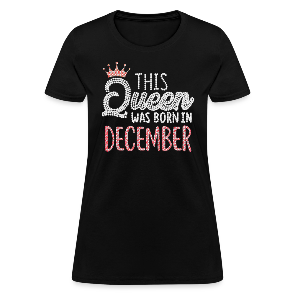 This Queen Was Born In December Shirts Women, Birthday T Shirts, Summer Tops, Beach T Shirts - black