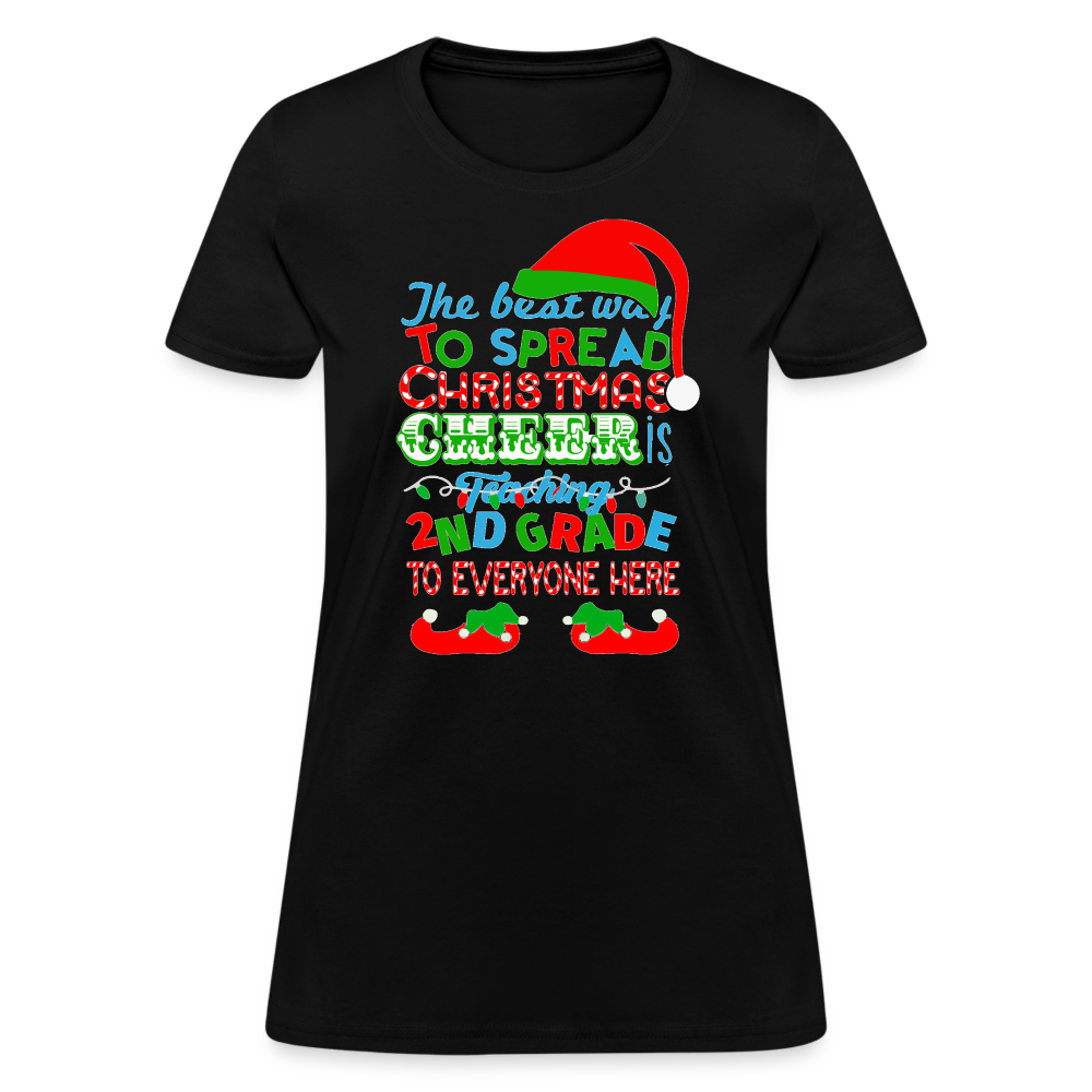 The Best To Spread Christmas Is Teaching 2Nd Grade To Everyone Here T-Shirt - Family Shirts Men, Woman Christmas T Shirts - black