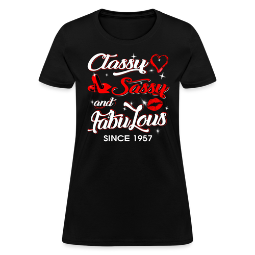 Classy Sassy And Fabulous since 1957 - Shirts Women, Birthday T Shirts, Summer Tops, Beach T Shirts - black