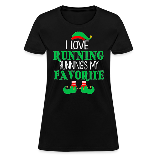I Love Running Elf T-Shirt - Family Shirts Men, Woman Christmas T Shirts - black