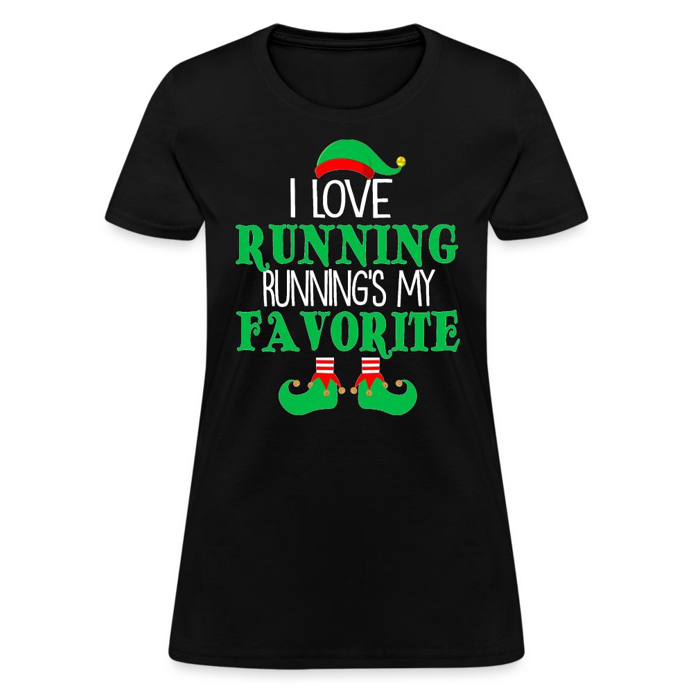 I Love Running Elf T-Shirt - Family Shirts Men, Woman Christmas T Shirts - black
