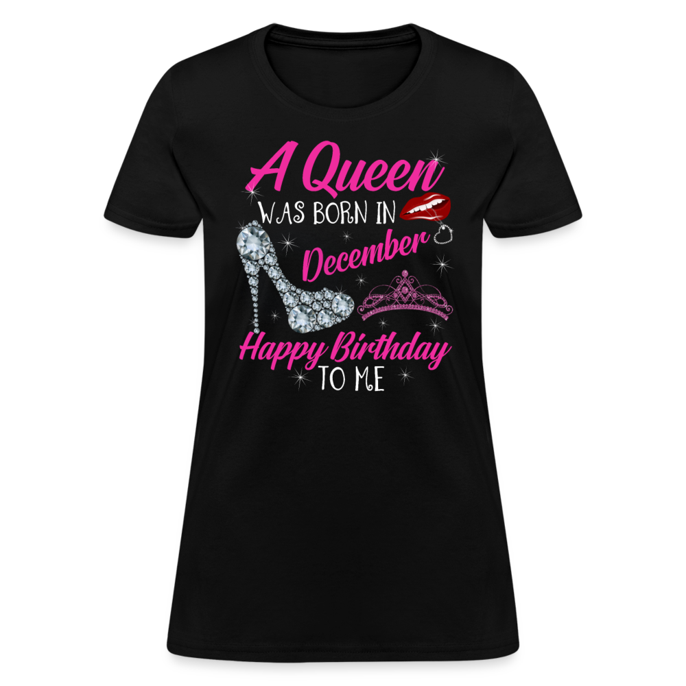A Queen Was Born In December Shirts Women, Birthday T Shirts, Summer Tops, Beach T Shirts - black