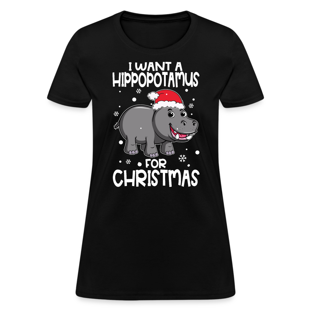 I Want A Hippopotamus For Christmas T-Shirt - Family Shirts Men, Woman Christmas T Shirts - black