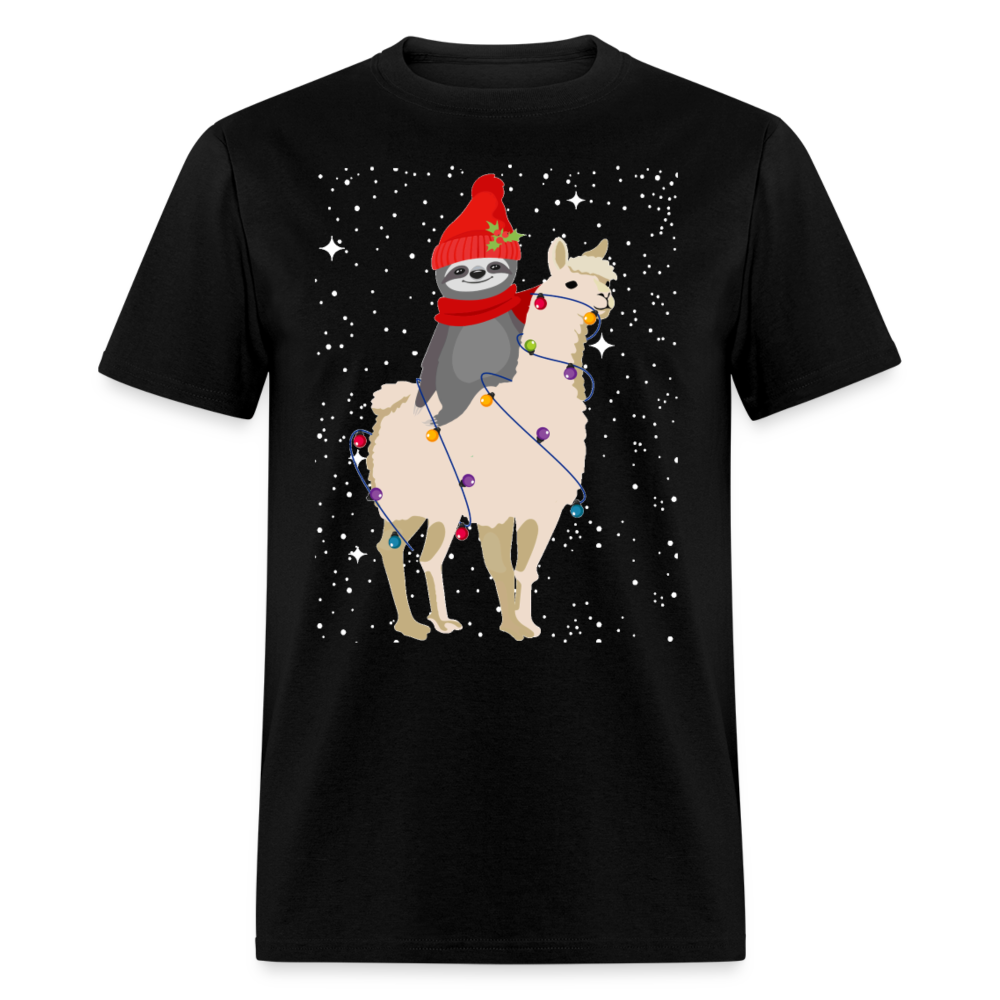 Sloth Llama Christmas T-Shirt - Family Shirts Men, Woman Christmas T Shirts - black