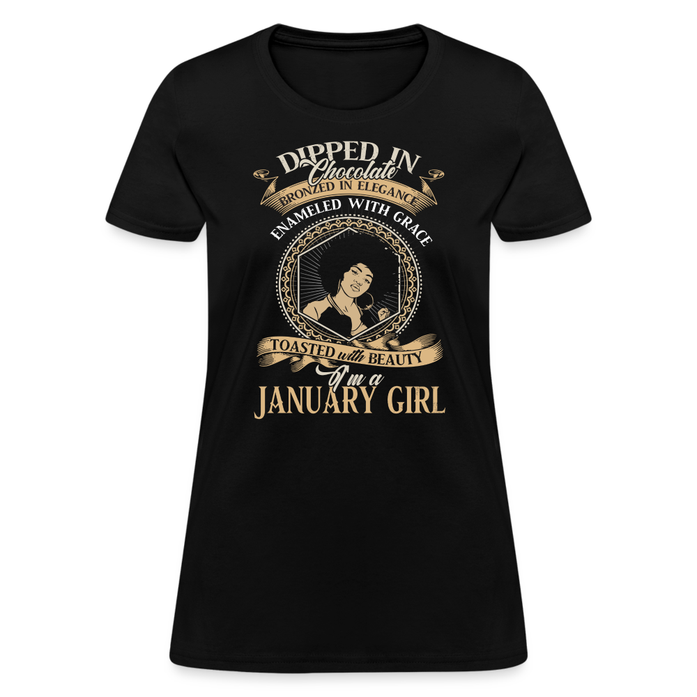 Personalised Custom Birthday Month T-shirt January Birthday Toasted With Beauty Shirts Women Birthday T Shirts, Summer Tops, Beach T Shirts - black