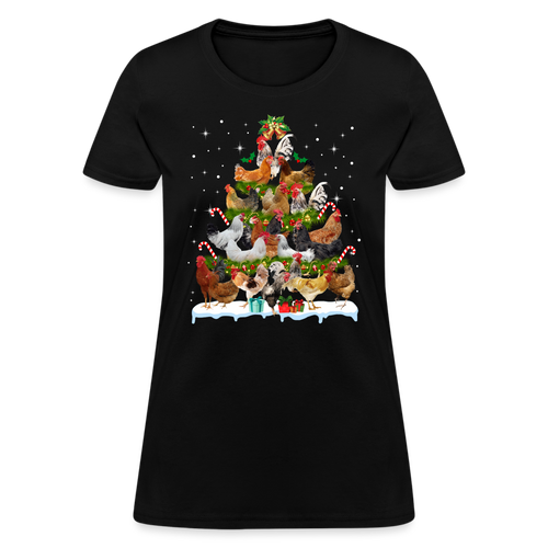 Cute Chicken Christmas Tree T-Shirt - Family Shirts Men, Woman Christmas T Shirts - black