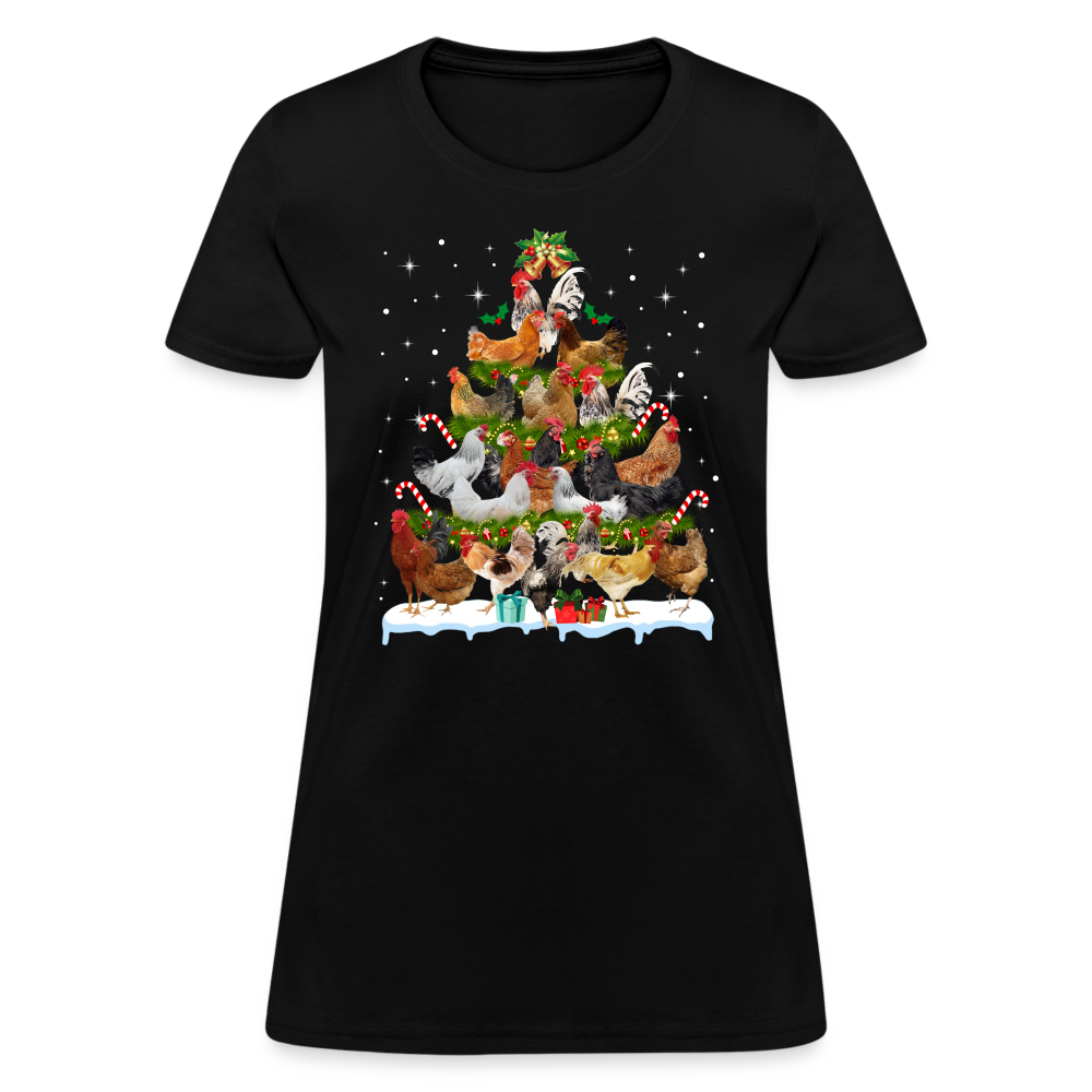 Cute Chicken Christmas Tree T-Shirt - Family Shirts Men, Woman Christmas T Shirts - black