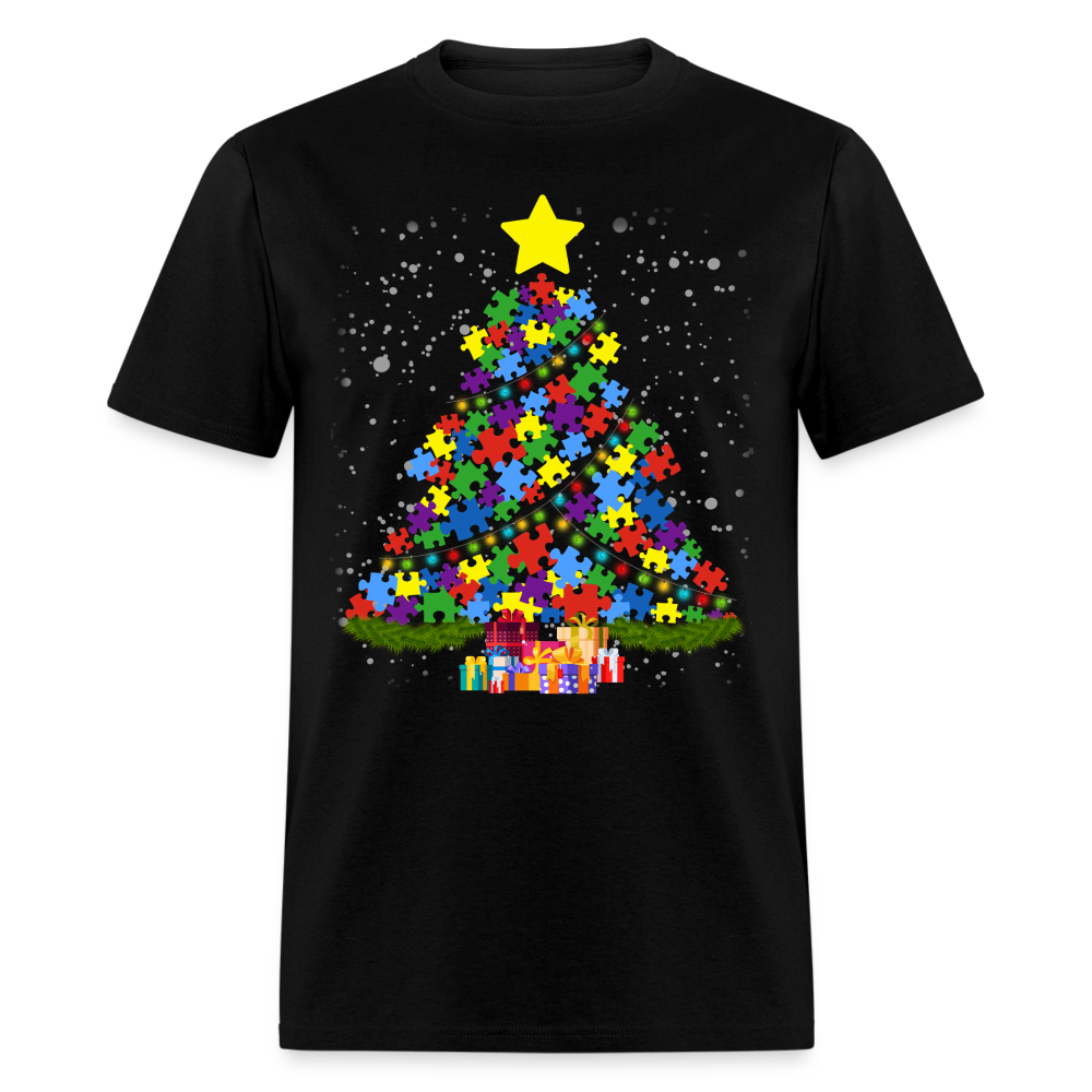 Autism Christmas Tree - Autism Awereness T-Shirts Men, Woman Birthday T Shirts, Summer Tops, Beach T Shirts - black