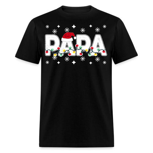 Papa Christmas Lights T-Shirt - Family Shirts Men, Woman Christmas T Shirts - black