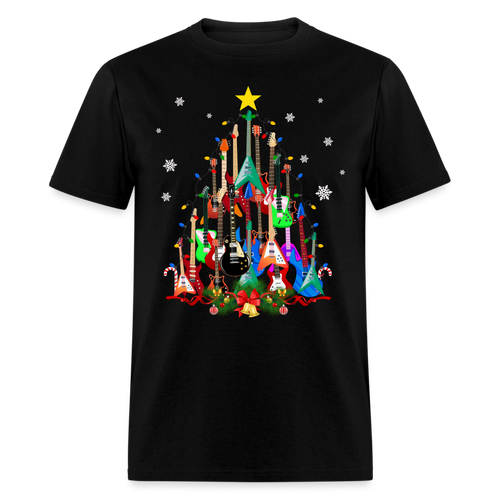 Funny Guitars Christmas Tree T-Shirt - Family Shirts Men, Woman Christmas T Shirts - black