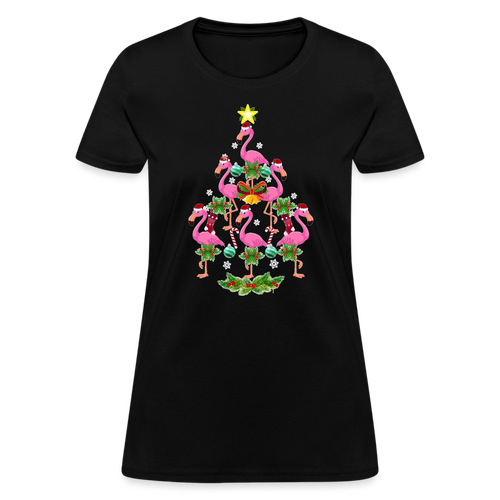 Christmas Tree Flamingo T-Shirt - Family Shirts Men, Woman Christmas T Shirts - black