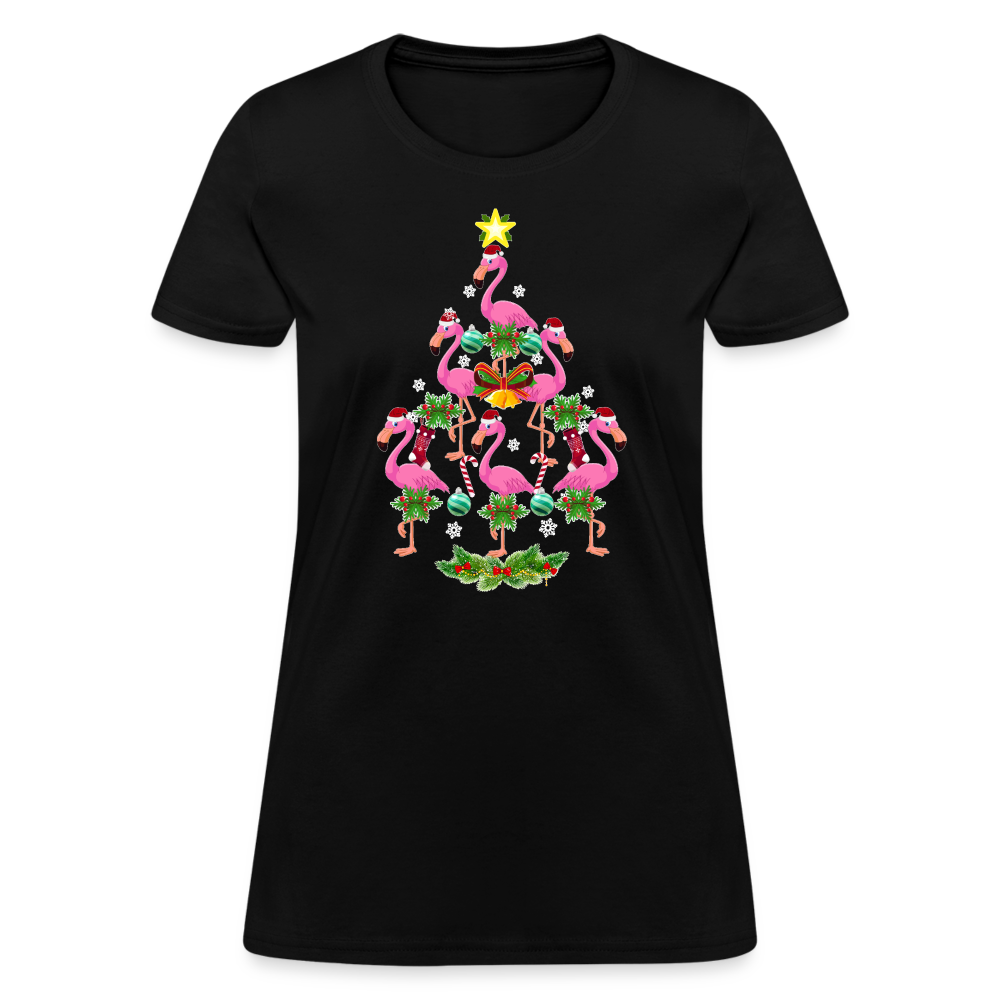 Christmas Tree Flamingo T-Shirt - Family Shirts Men, Woman Christmas T Shirts - black