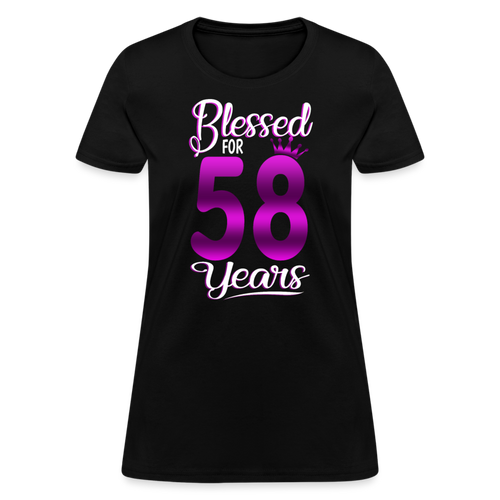 Blessed For 58 Years - Shirts Women, Birthday T Shirts, Summer Tops, Beach T Shirts - black