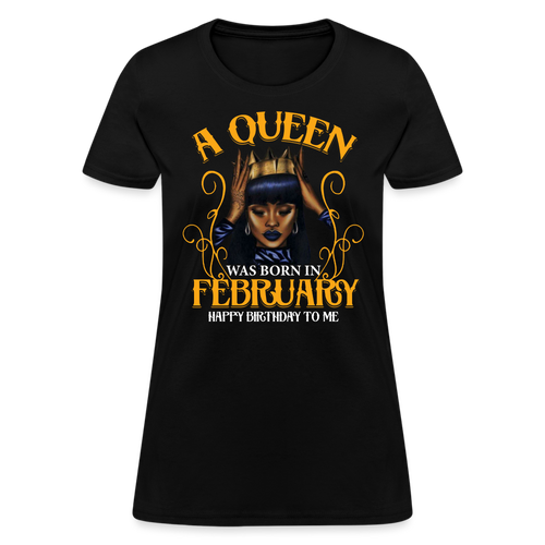 A Queen Was Born In February Shirts Women, Birthday T Shirts, Summer Tops, Beach T Shirts - black