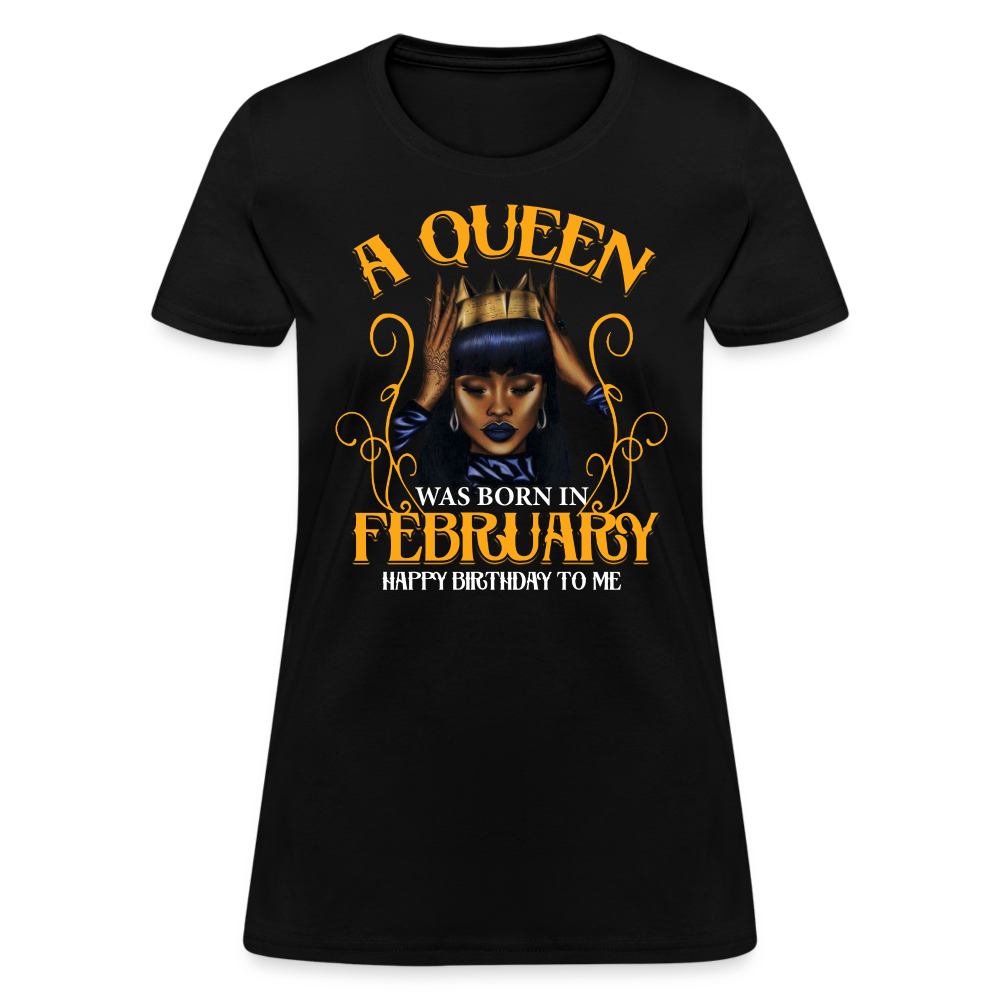 A Queen Was Born In February Shirts Women, Birthday T Shirts, Summer Tops, Beach T Shirts - black