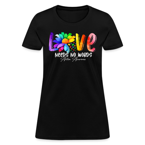Love Needs No Words - Autism Awereness T-Shirts Men, Woman, Kids Birthday T Shirts, Summer Tops, Beach T Shirts - black