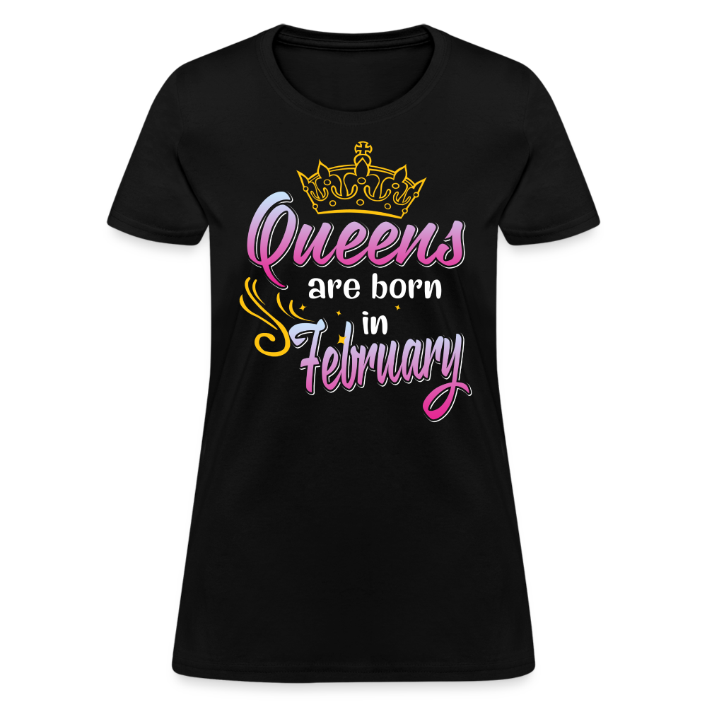 Personalised Custom Birthday Month T-shirt Queens Are Born In February Shirts Women Birthday T Shirts, Summer Tops Beach T Shirts - black