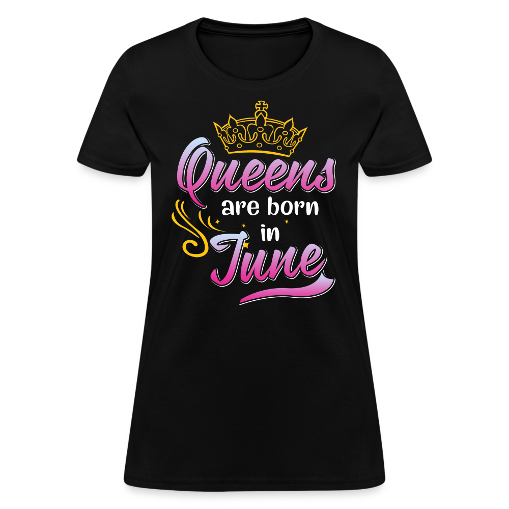 Personalised Custom Birthday Month T-shirt Queens Are Born In June Shirts Women Birthday T Shirts, Summer Tops Beach T Shirts - black